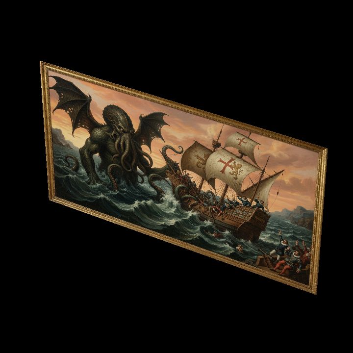 Painting, Cthulhu vs. Ship {2D}