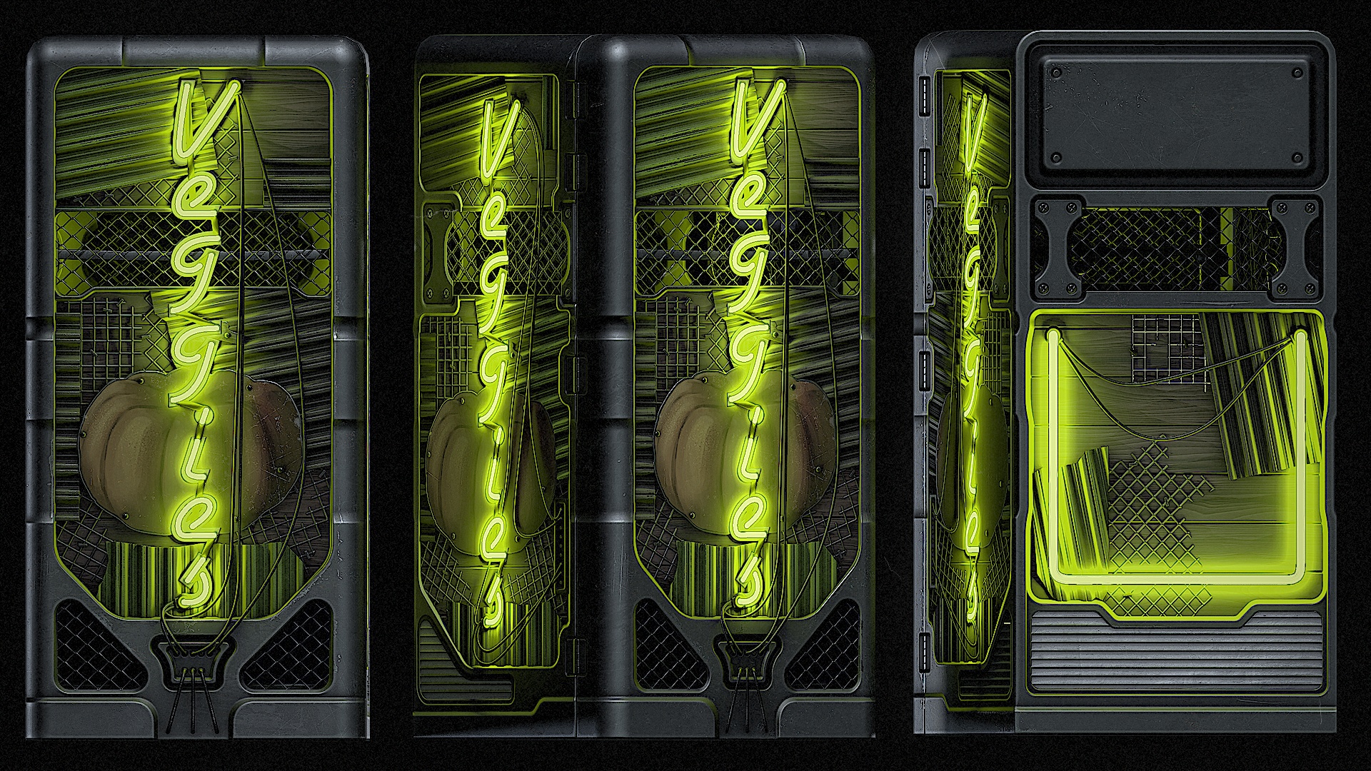 Neon Veggies Fridge