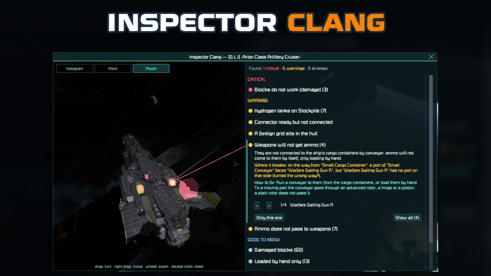 Inspector Clang: finds what's wrong with your ship