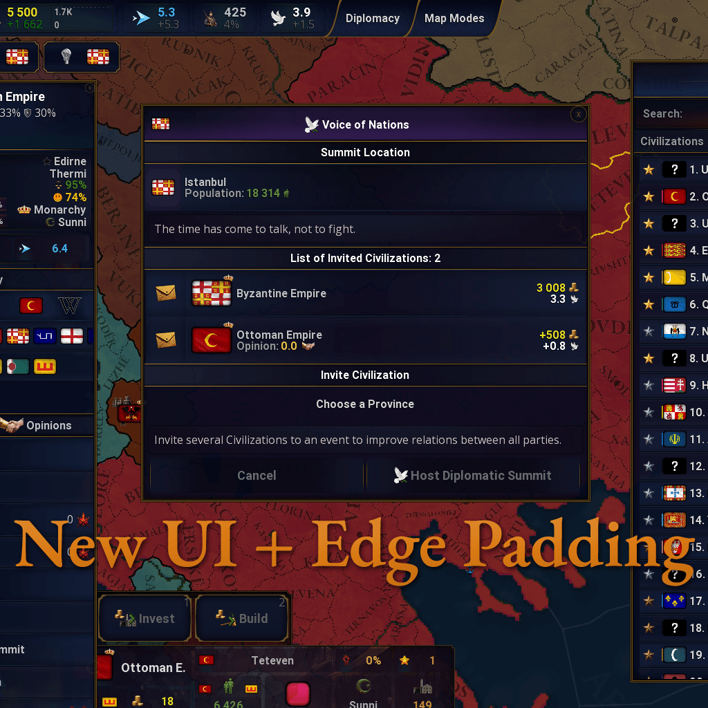 New UI + Edge Padding