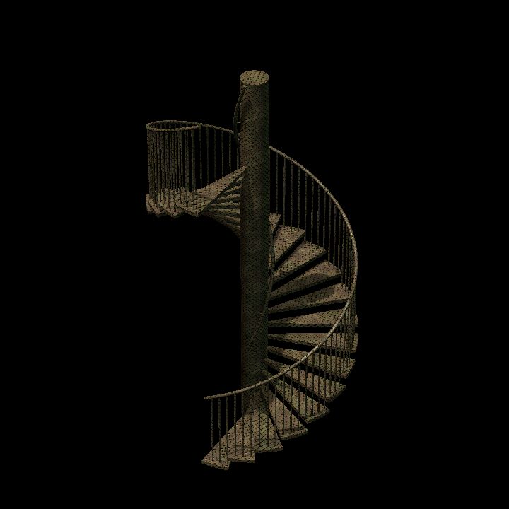Metal spiral stair mirrored 