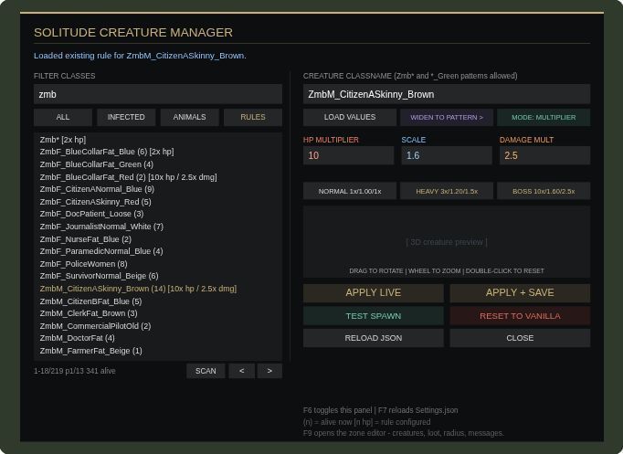 Solitude Creature Spawn Menu