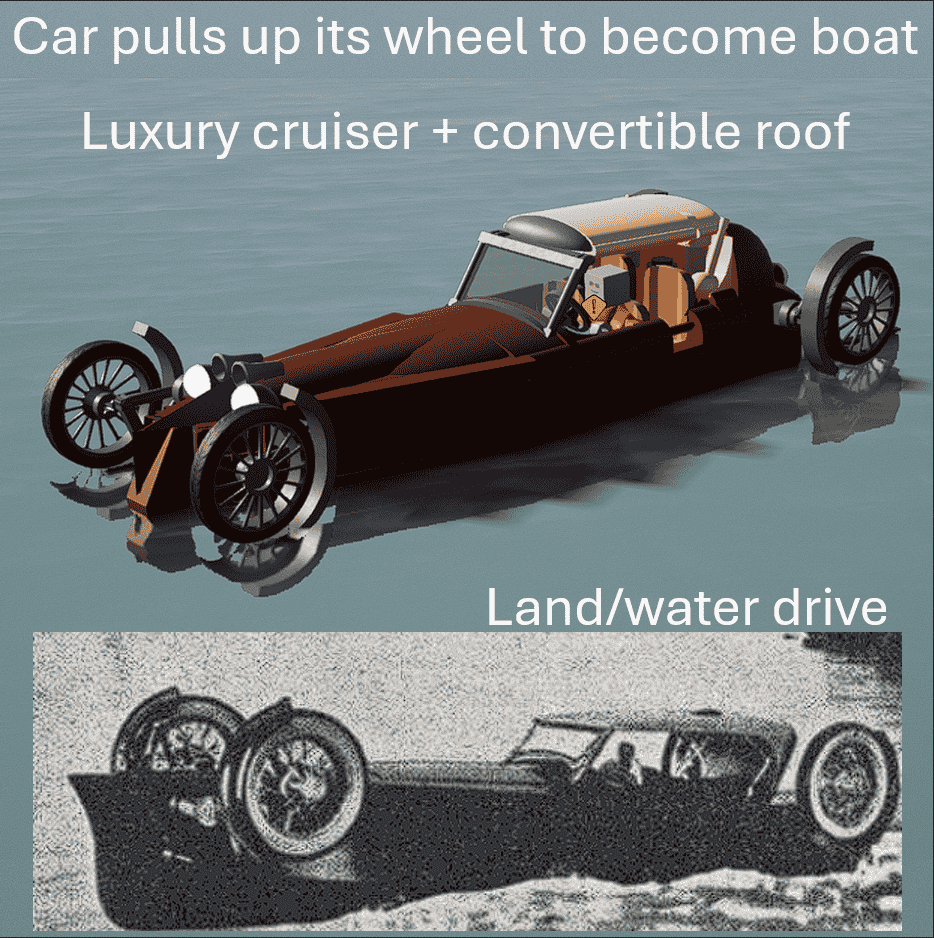 Car transformed into boat