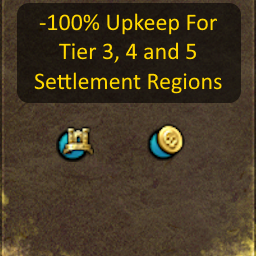 -100% Upkeep For Settlement Level 3, 4 and 5 Regions