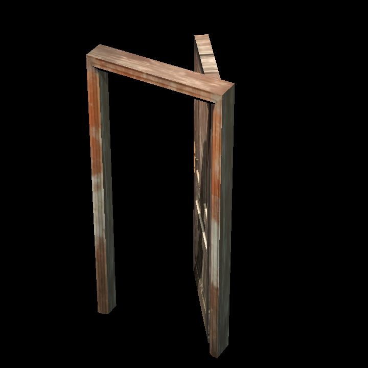 wooden door low poly #1 open