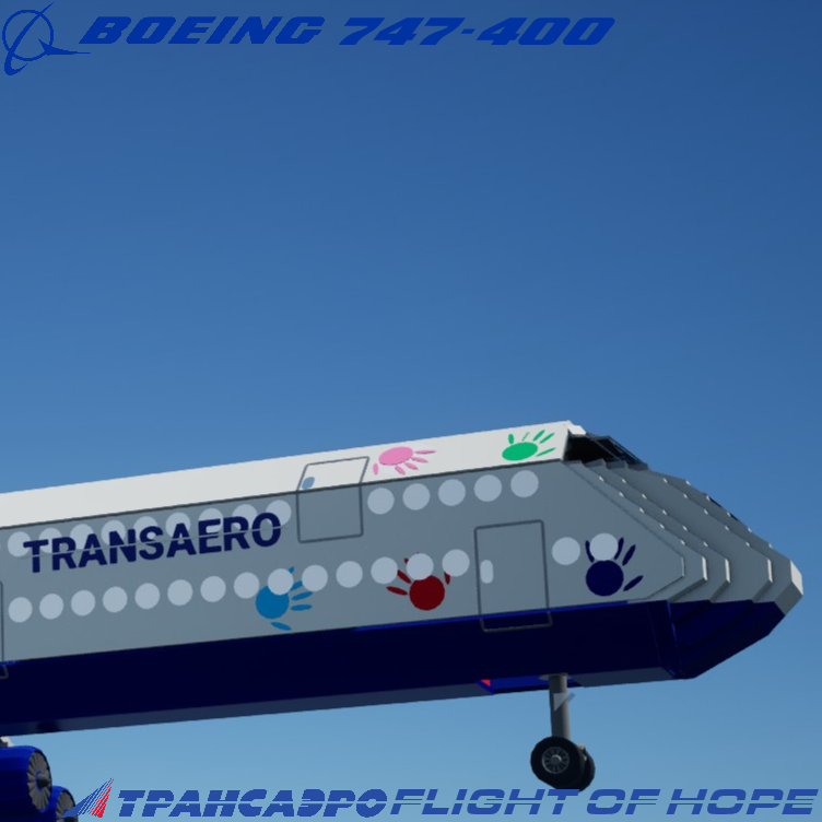 Softbody AIR LINER Boeing 747-444 Transaero "Flight Of Hope" Livery