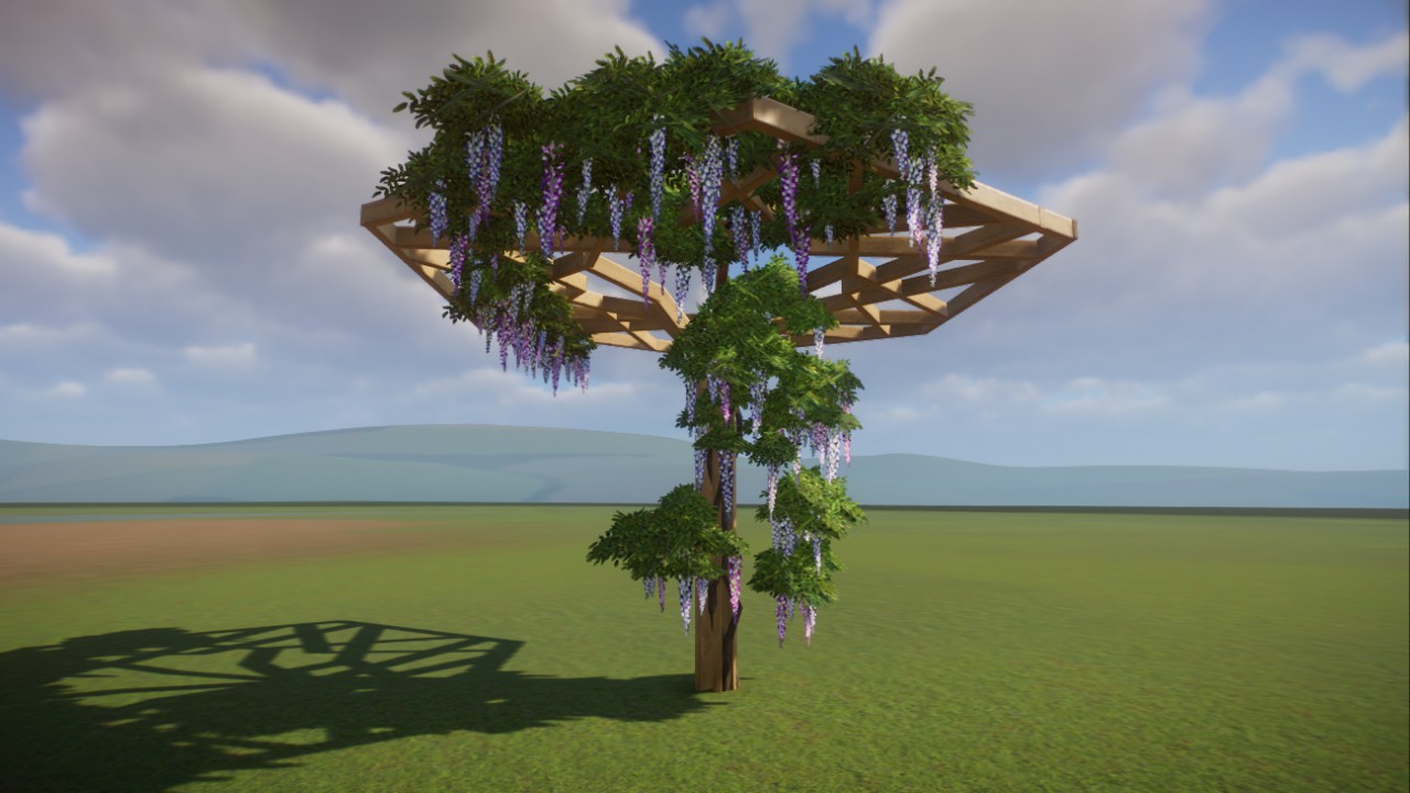 wooden tree with wisteria