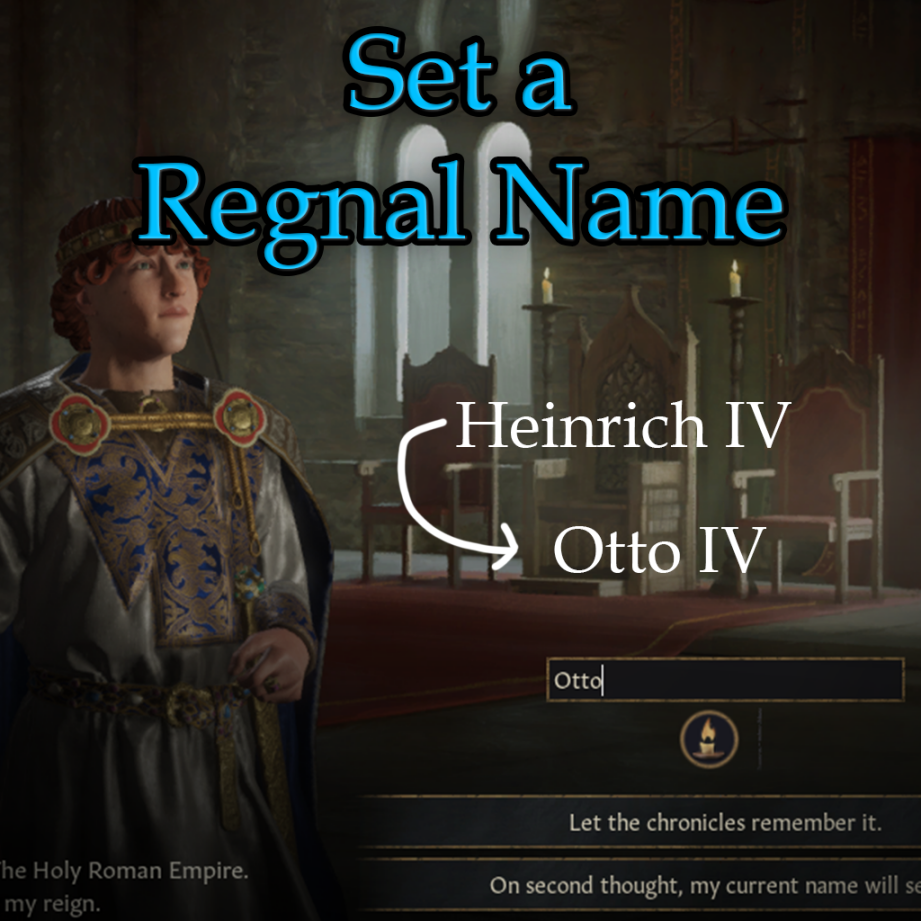 Set your Regnal Name (or Papal Name) preview