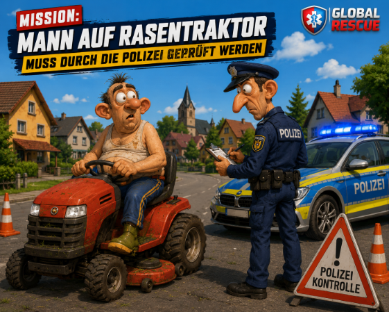 Mann auf Rasentraktor