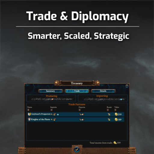 ⚖️ Trade & Diplomacy – Smarter, Scaled, Strategic
