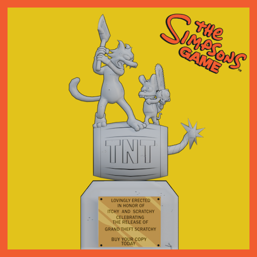 THE SIMPSONS GAME - Itchy & Scratchy Statue [Prop]