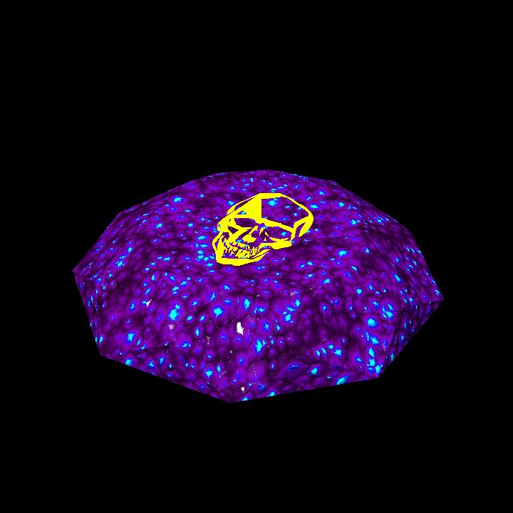 A glowing sigil stone A - skull