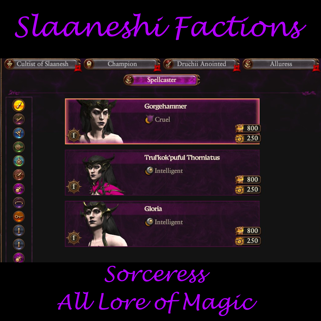 [Slaanesh/Dark Elves]Sorceress with All Lore of Magic for All Slaaneshi Factions