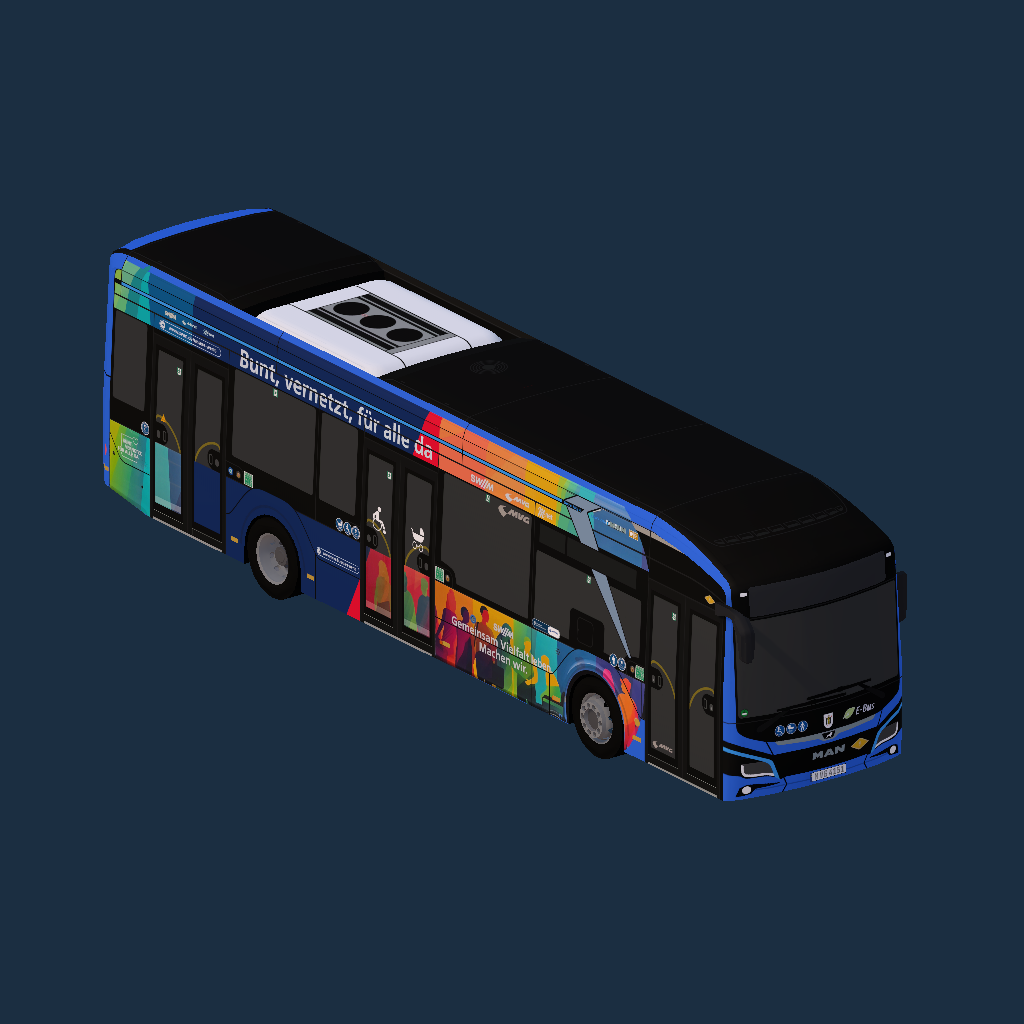 New MAN Lion´s City 12E MVG Westen Bunt vernetzt für alle da Vollwerbung