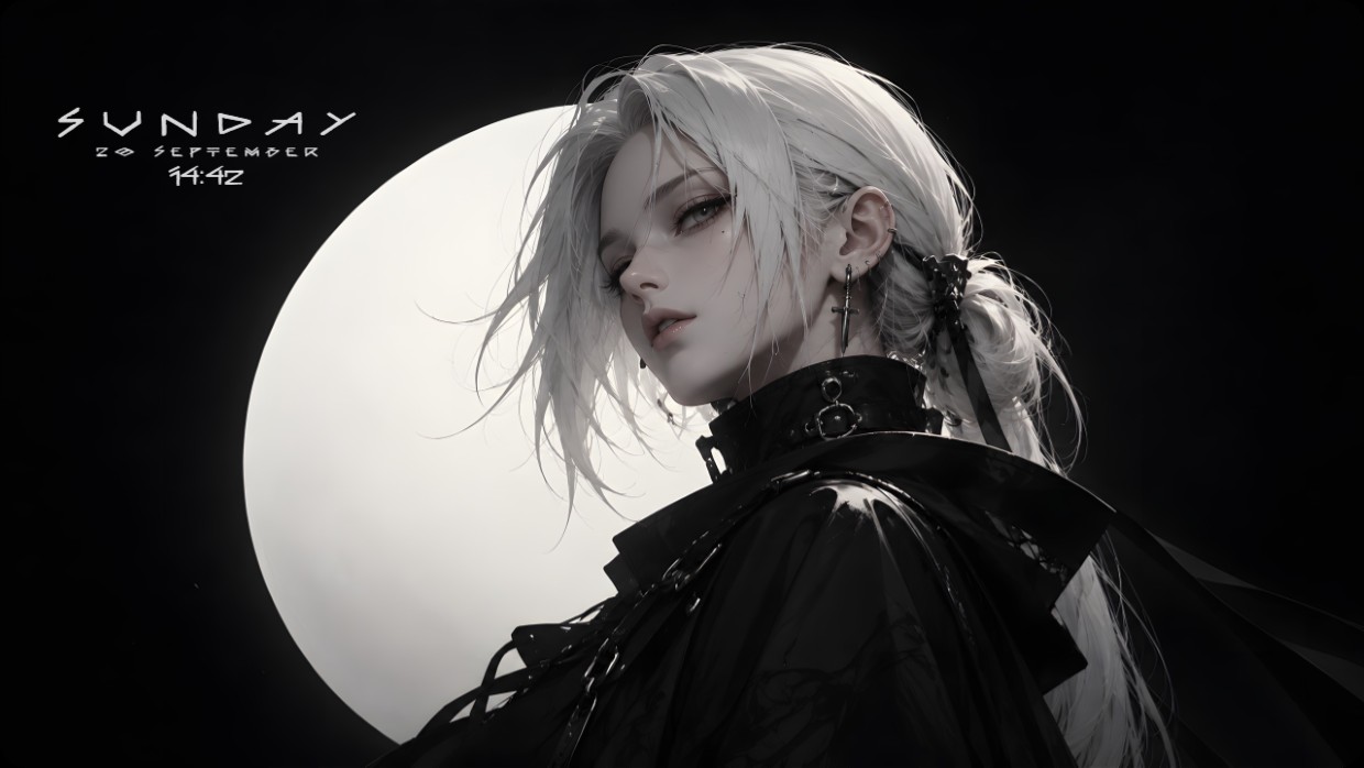 Black/White Anime Moon