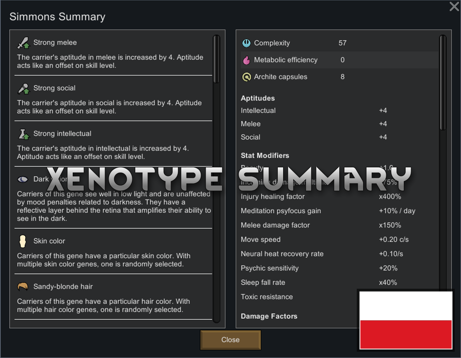 Xenotype Summary - Polish Translation