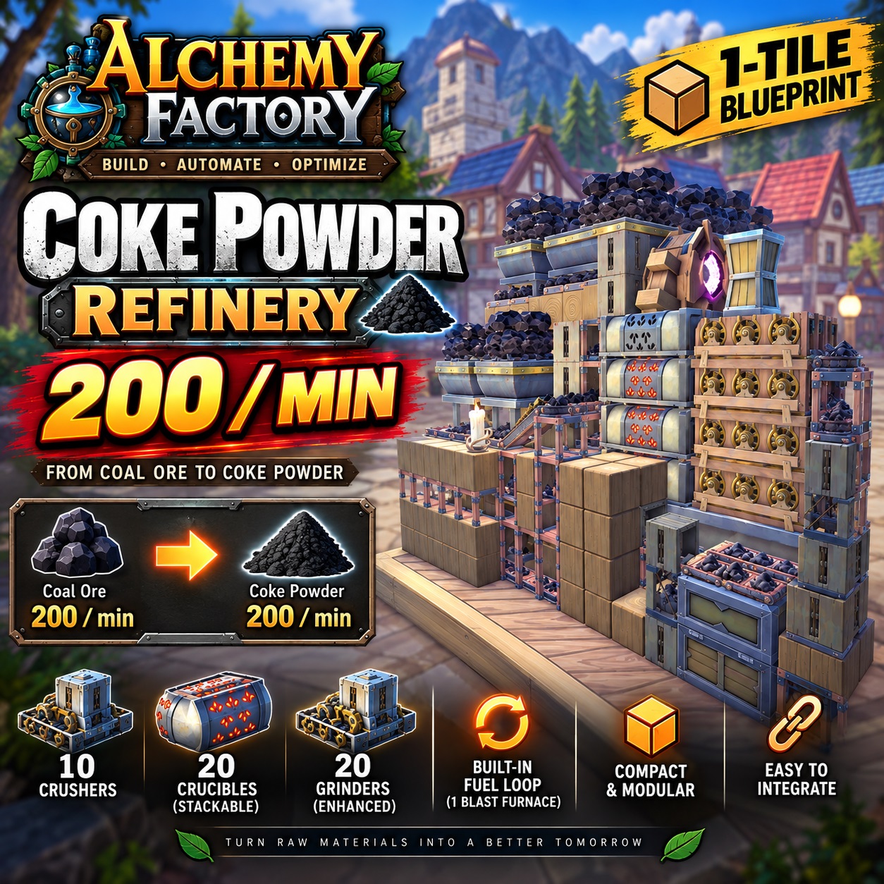 Coke Powder Refinery | 200/min | 1-Tile