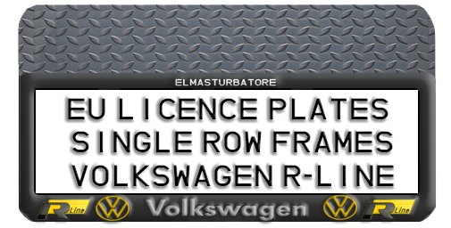 EU Licence Plates - Single Row Frames #4 Volkswagen R-Line