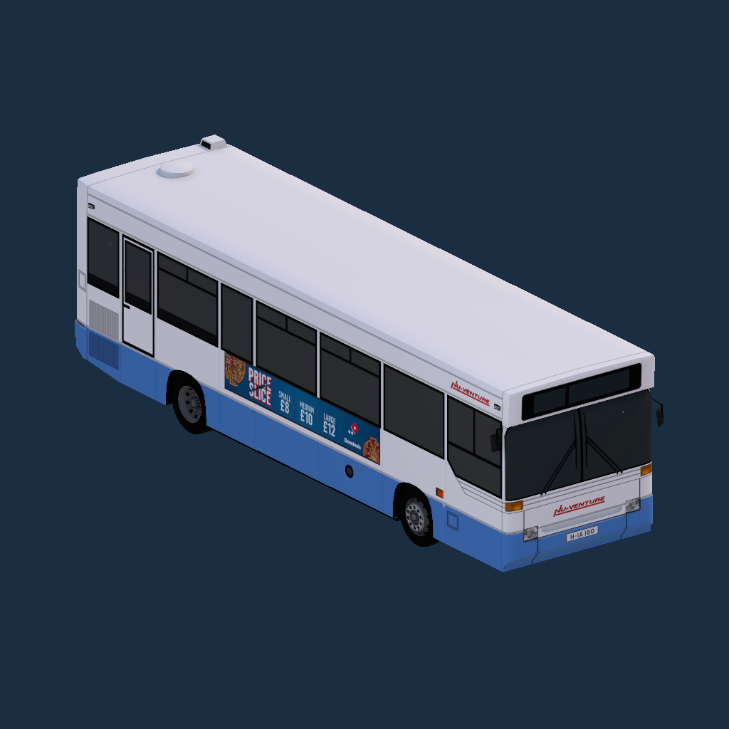 Dennis Dart Plaxton Pointer 1 Nu-Venture White & Blue - Adverts