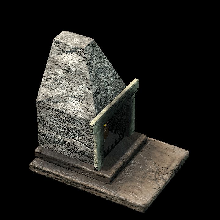 fireplace with witch pot