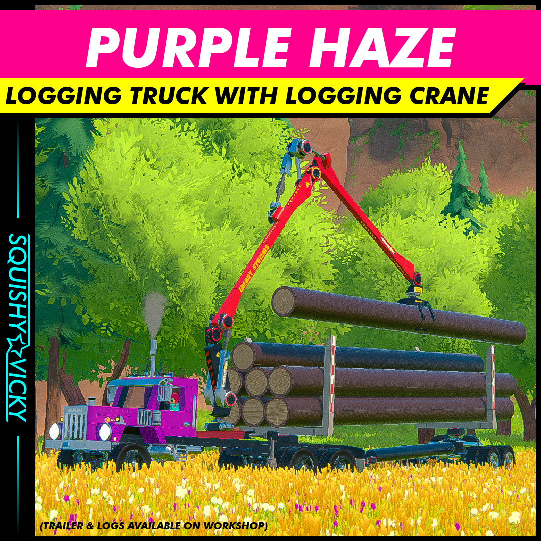 [SQUISHY] Purple Haze - Logging Truck With Logging Crane (Long Logs)