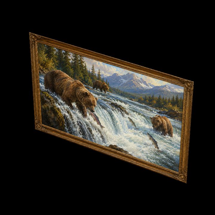 Painting, Fishing Bears {2D}