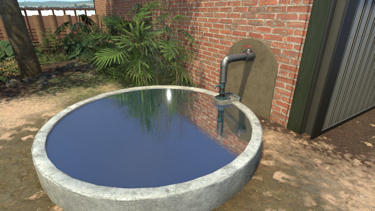 Wall connected water trough large