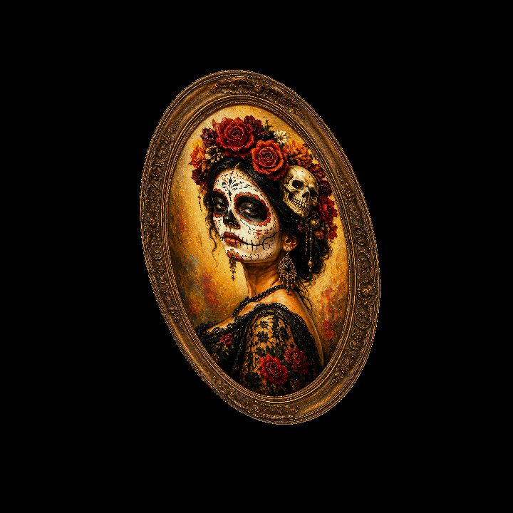 Painting, Sugar Skull 1 (Oval) {2D}