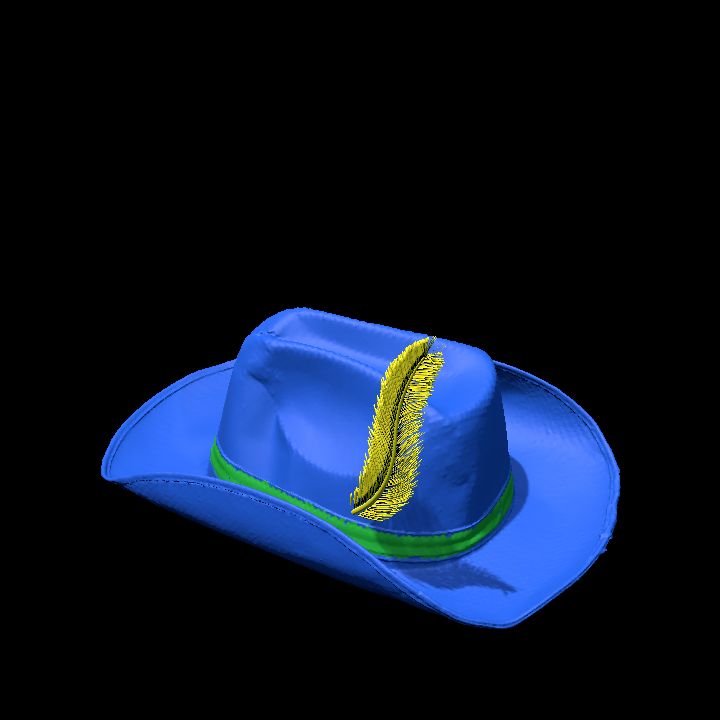 Blue hat - Gold feather