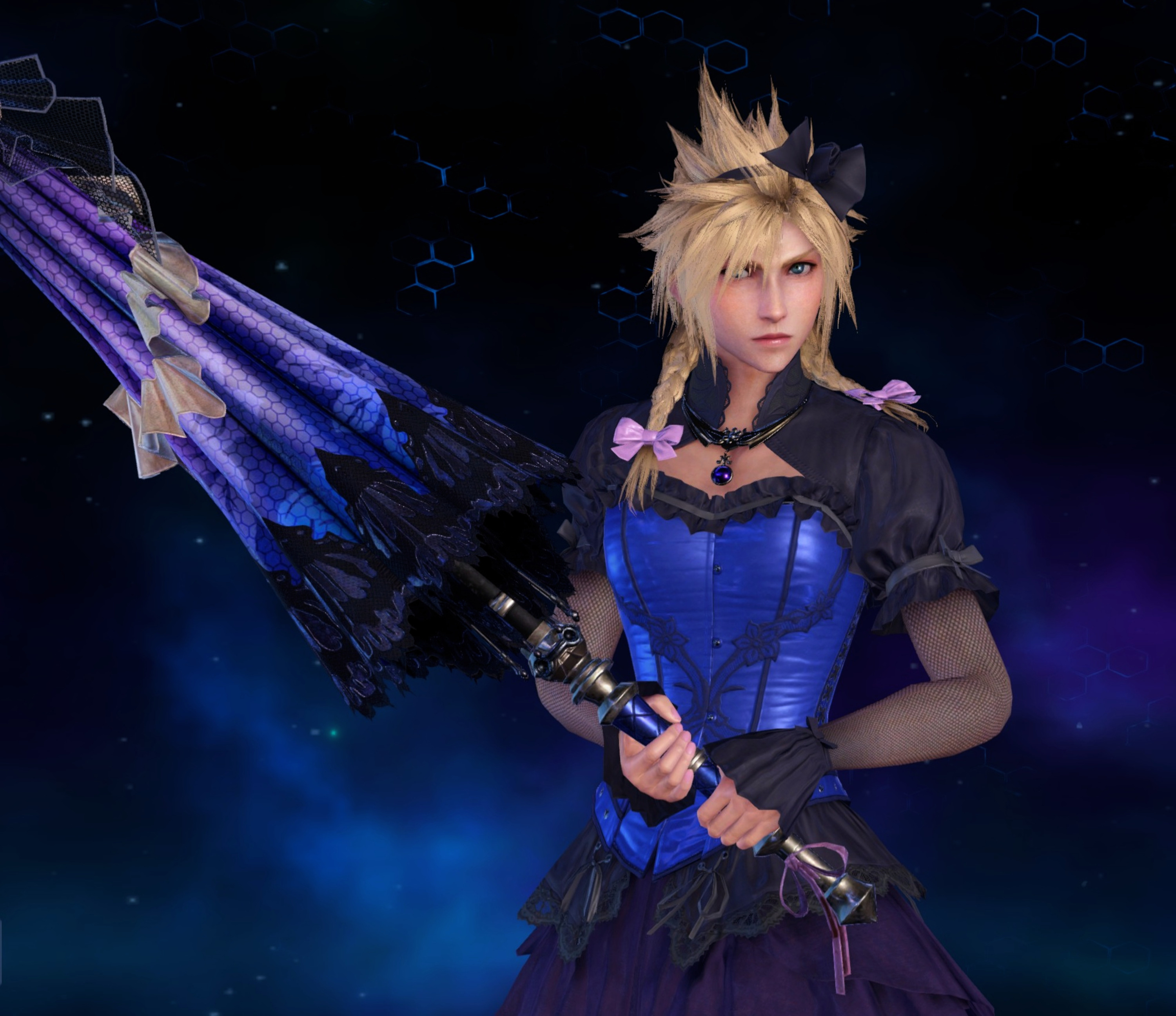 calvin klein navy blue dresses Final Fantasy VII Remake Cloud Strife Girl Ver2 Cosplay Costume – Gcosplay main image 1