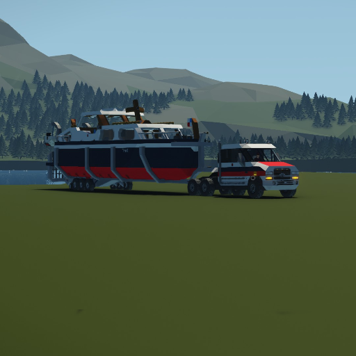 Trailer with Truck for The 1970 Van der Werff 1000 OK AK Yacht (Reworked) preview