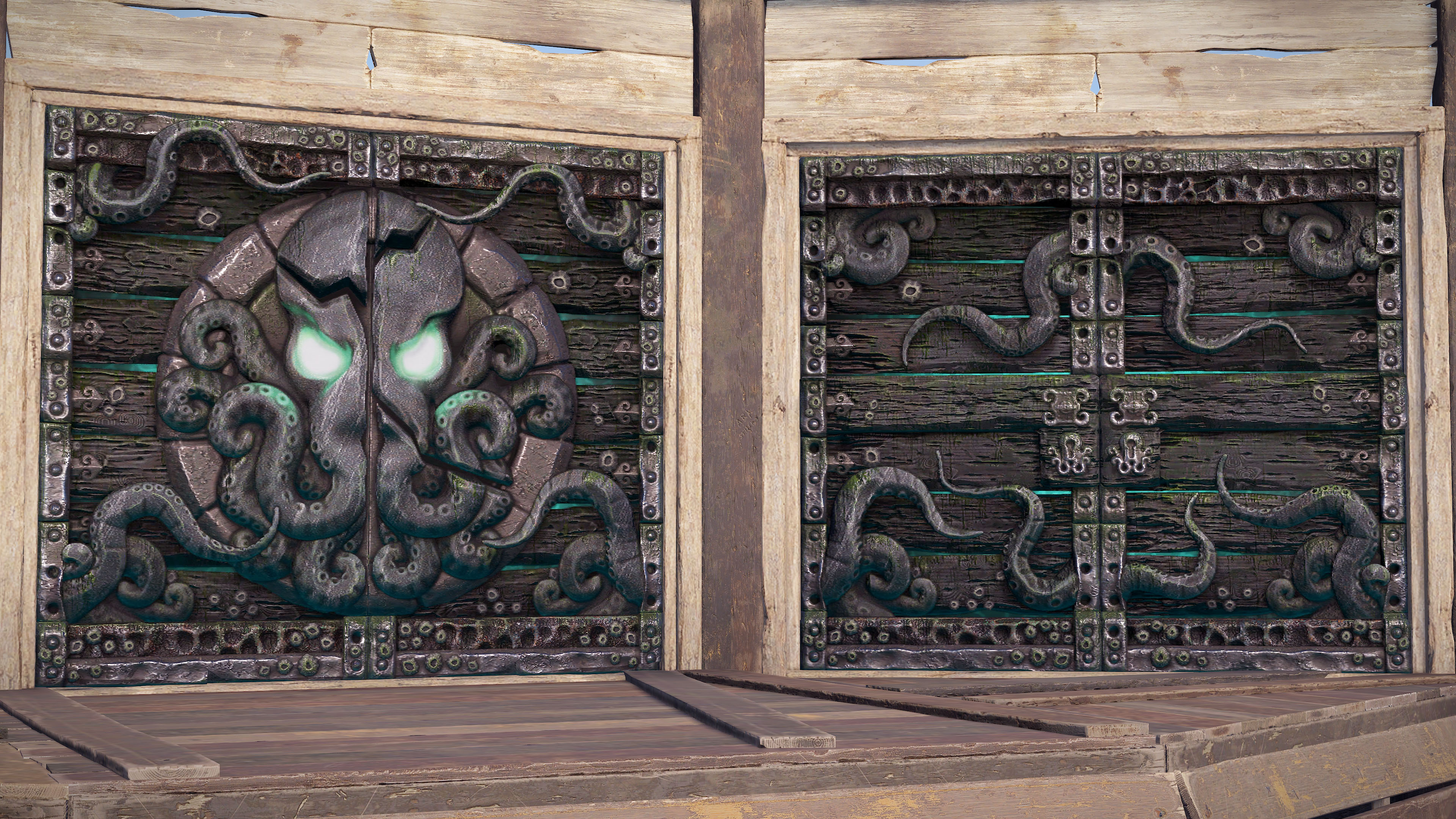 Tomb Of The Octopus Wooden Double Door screenshot 1