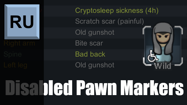 Перевод Disabled Pawn Markers | Russian Translation mod preview for RimWorld