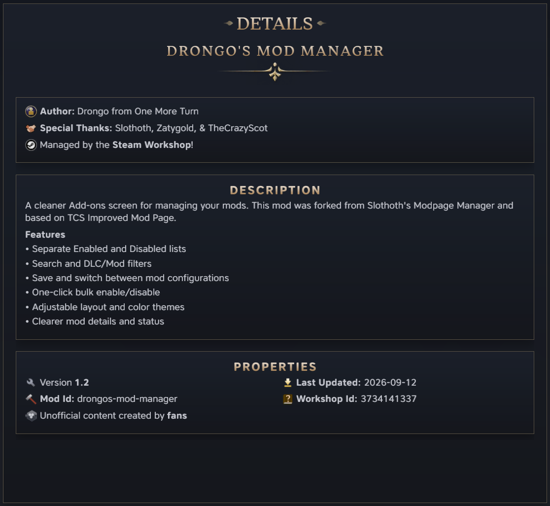 Drongo's Mod Manager preview