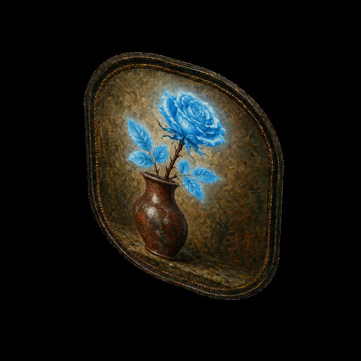 Painting, Cerulean Rose with Glow {2D}
