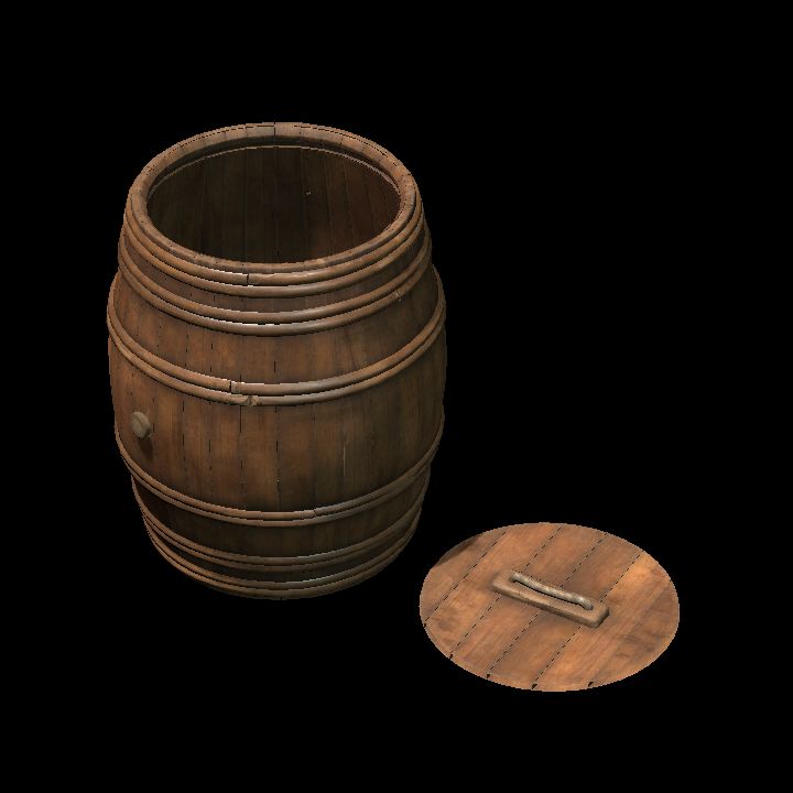 Barrel open lid on floor