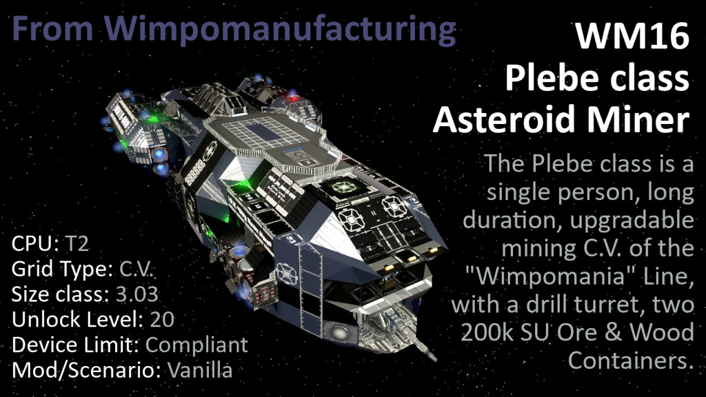 WM16 Plebe class Asteroid Miner preview