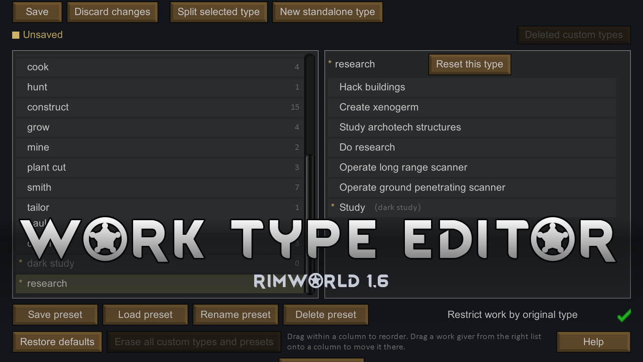 Work Type Editor