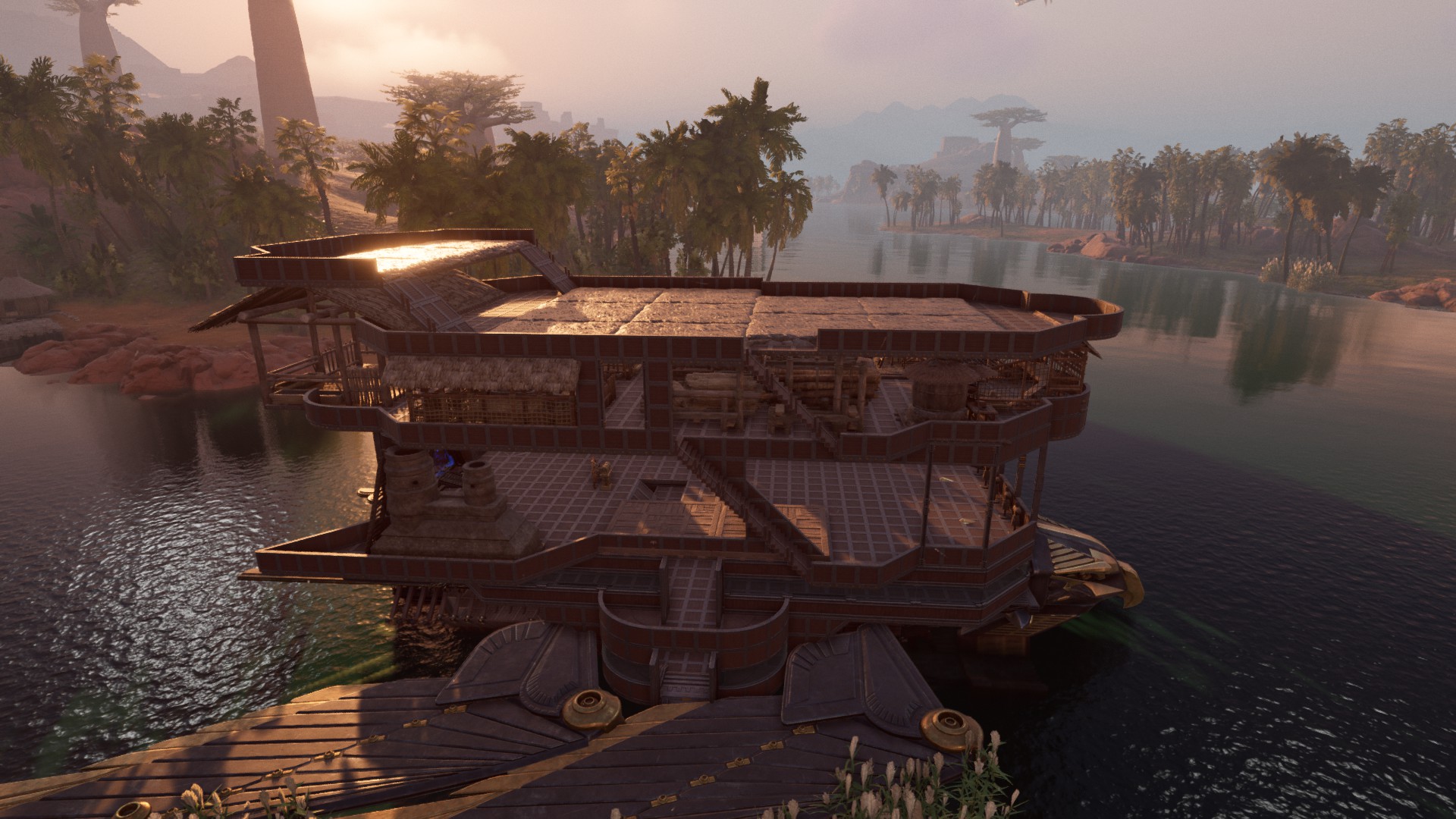 完整的中型船基地，包括饲养和种植 – Soulmask Mod