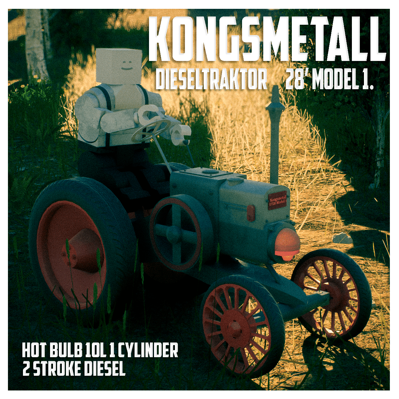 || Kongsmetall || DieselTraktor 1928' Model 1. |450 Bricks|