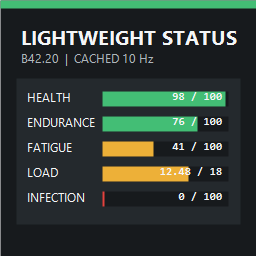 PZ Lightweight Status | 轻量状态面板 [B42] – Project Zomboid Mod