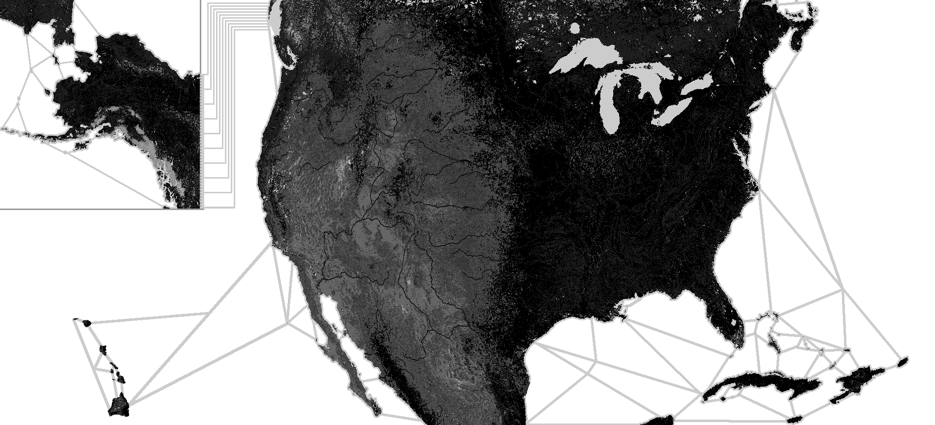 United States 1900px - 50 States w/ Rivers