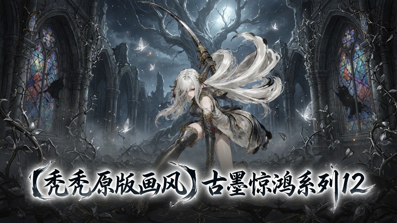 【秃秃原版画风】古墨惊鸿系列12（1*女立绘+NPC+独立战斗小人）
