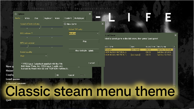 Classic steam menu theme