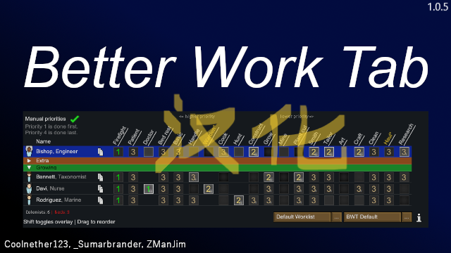 Better Work Tab 更好的工作选项卡 简体中文汉化 mod preview for RimWorld