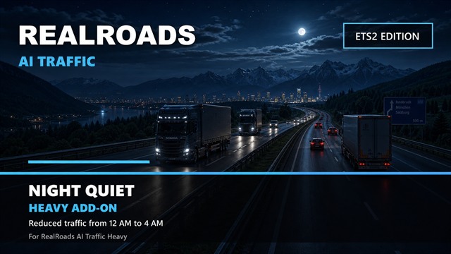 RealRoads AI Traffic Night Quiet Heavy Add-On - ETS2