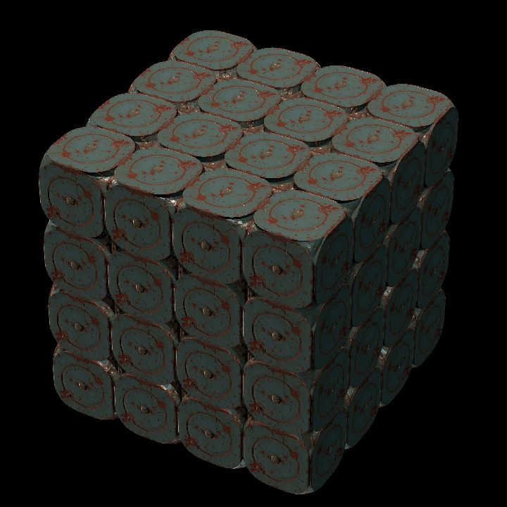 Sci-fi cube stack, dirty