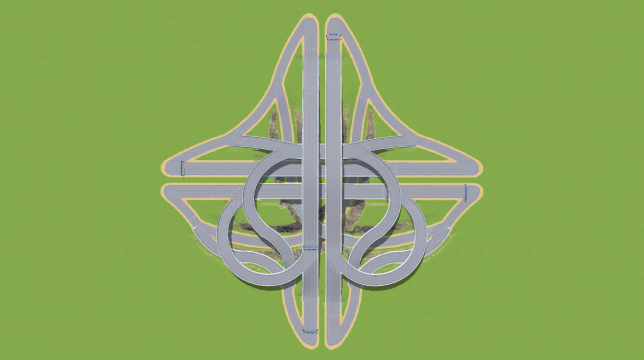 Road Intersection, 4-way, half-butterfly