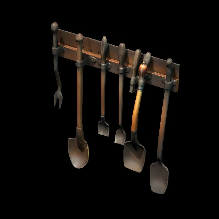 Blacksmith Tool Rack Shovels 1