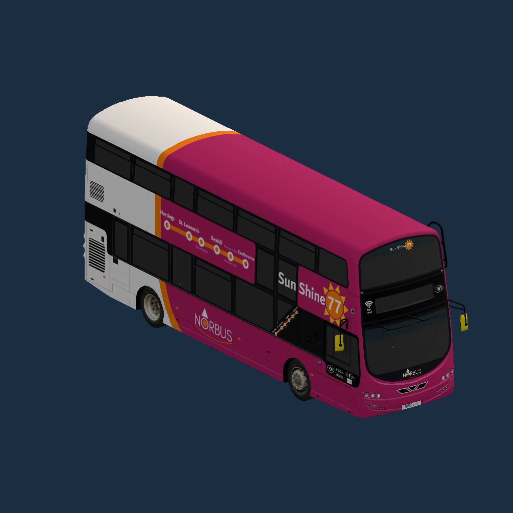 Wright Streetdeck Gemini 3 MK1 NorBus Sussex Sunshine 77 Branded